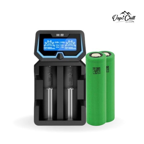 Pack Chargeur Rapide X2 + 2 Accus 18650 chez Vapo'Chill NULL NULL