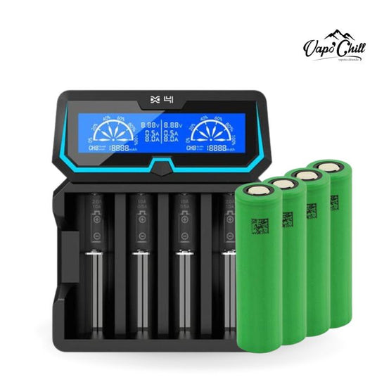 Pack Chargeur Rapide X4 + 4 Accus 18650 chez Vapo'Chill NULL NULL